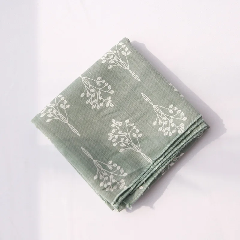 green Yishine 42x42 см, 5 цветов, для детей, деревья, передник, очищенный хлопок, треугольная повязка на голову, для женщин, девочек, шарф, шаль, полотенце для рук - Цвет: green
