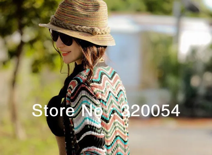 1 шт. соломенная шляпа в радужную полоску модная женская летняя Солнцезащитная