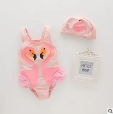 Summer Baby Girls Black Pinks Swans Swimwear+hat 2pcs Sets Swimming Suit Infant Toddler Kids SPA Beach Bathing Clothing Retail |