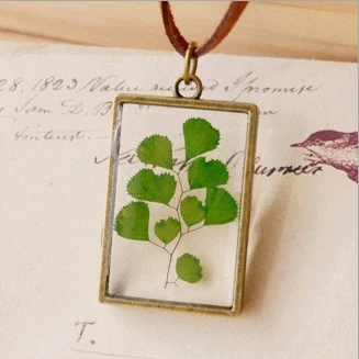 Фомальгаут Maidenhair папоротник образцы растений кожаная цепочка колье длинное