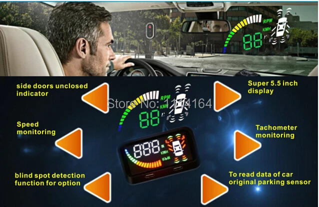 5 автомобильный проекционный дисплей hud обнаружение слепых зон OBD II 12 В 4 дюйма