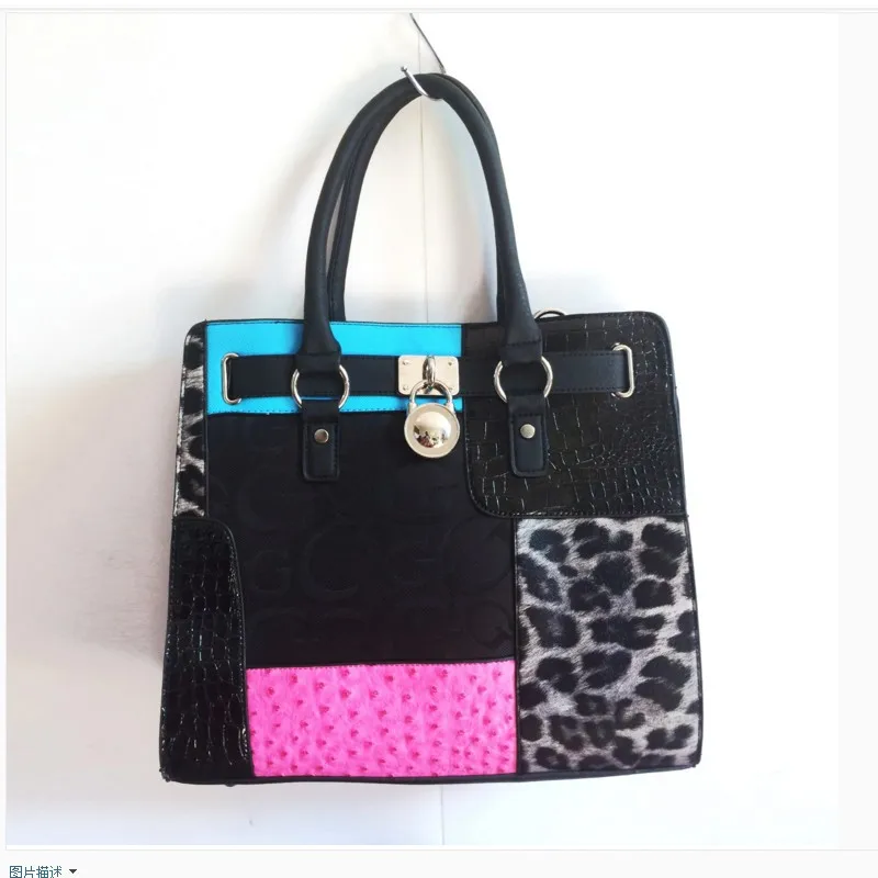2018 модная леопардовая Сумочка Дамская алфавитная кожаная прошитая Ручная Сумка