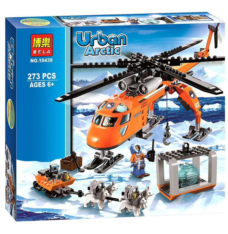 Горячая 2016 Новый Bela 10439 273 pcsarctic helicrane город набор Вертолет Хаски совместимы Building