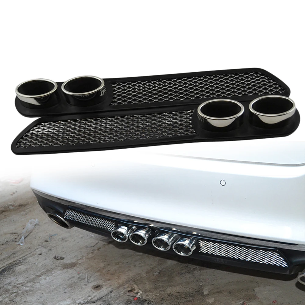 1Pair Universal Car Auto Styling Fake Decorative Vent Grid Exhaust Muffler Pipe Adhesive Tape