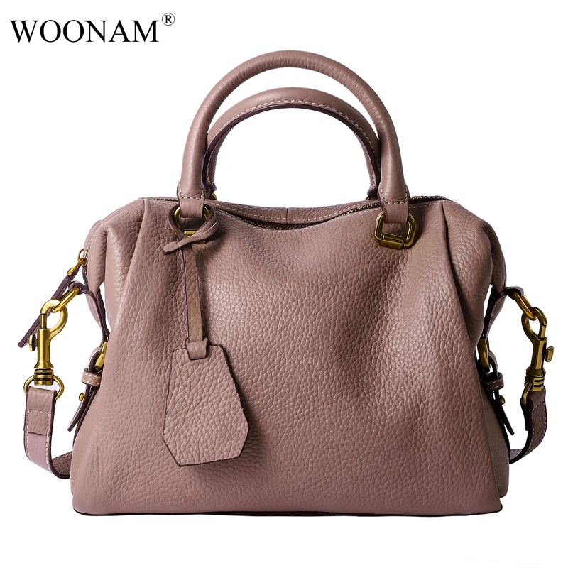 Женская сумка из натуральной телячьей кожи WOONAM Бостонская средней длины с