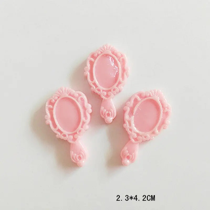 Pink mirror 10 шт., аксессуары из искусственной смолы, украшения для телефона, декоративный материал, плоское заднее плоское украшение из смолы, для детей, сделай сам, блестки, товары для творчества - Цвет: Pink mirror