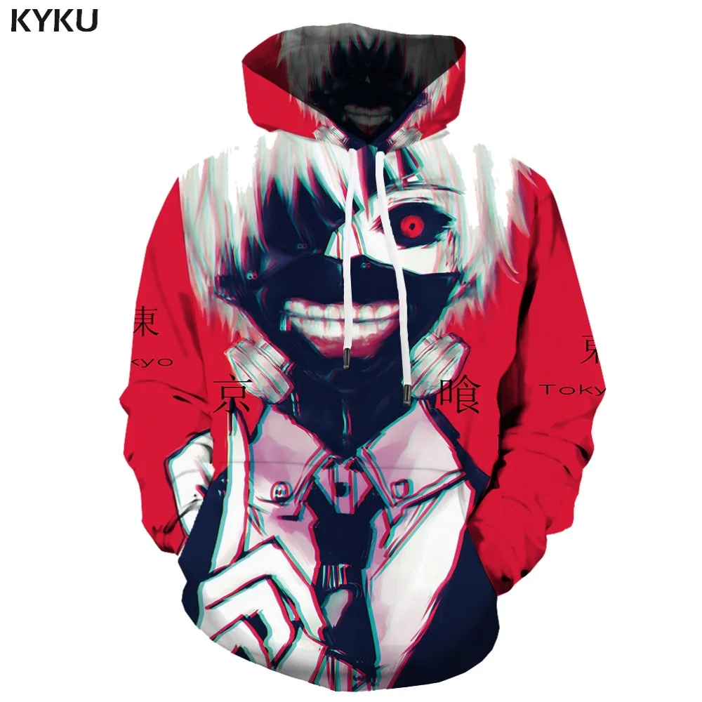 KYKU 3d Hoodies Tokyo Ghoul Hoodie Men Cynical Print Ken Kaneki Hoodes Love Hoody Anime Japan Hooded Casual Unisex | Мужская одежда