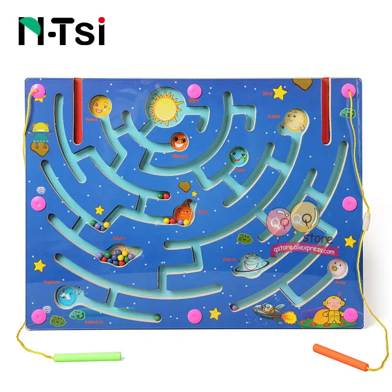 Nine Planet N-Tsi деревянный лабиринт Магнитная игра головоломка игрушки для детей детские развивающие игрушки подарок - Цвет: Nine Planet