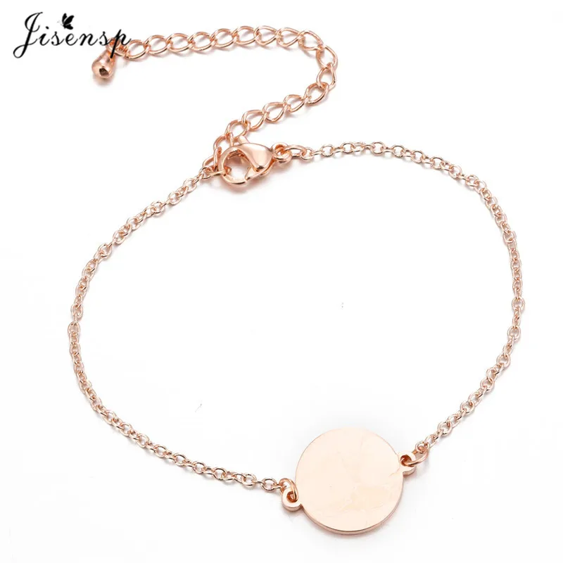

Jisensp Fashion Adjustable Solid Round Bracelet Women Fashion Jewelry Rose Gold Circle Charm Bracelets Bangles Bridesmaid Gift