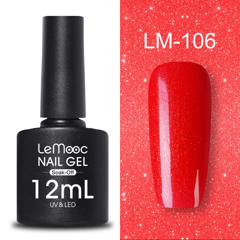 LM-106 LEMOOC, 12 мл, Цветной Гель-лак для ногтей, блестки, блестки, полуперманентный замачиваемый лак, УФ-гель, сделай сам, Гель-лак для ногтей - Цвет: LM-106