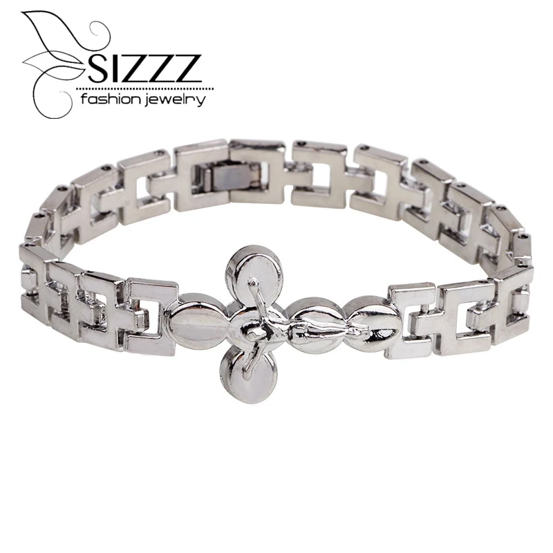 SIZZZ 19 см длинные наружные браслеты и из нержавеющей стали крест сплав ювелирные