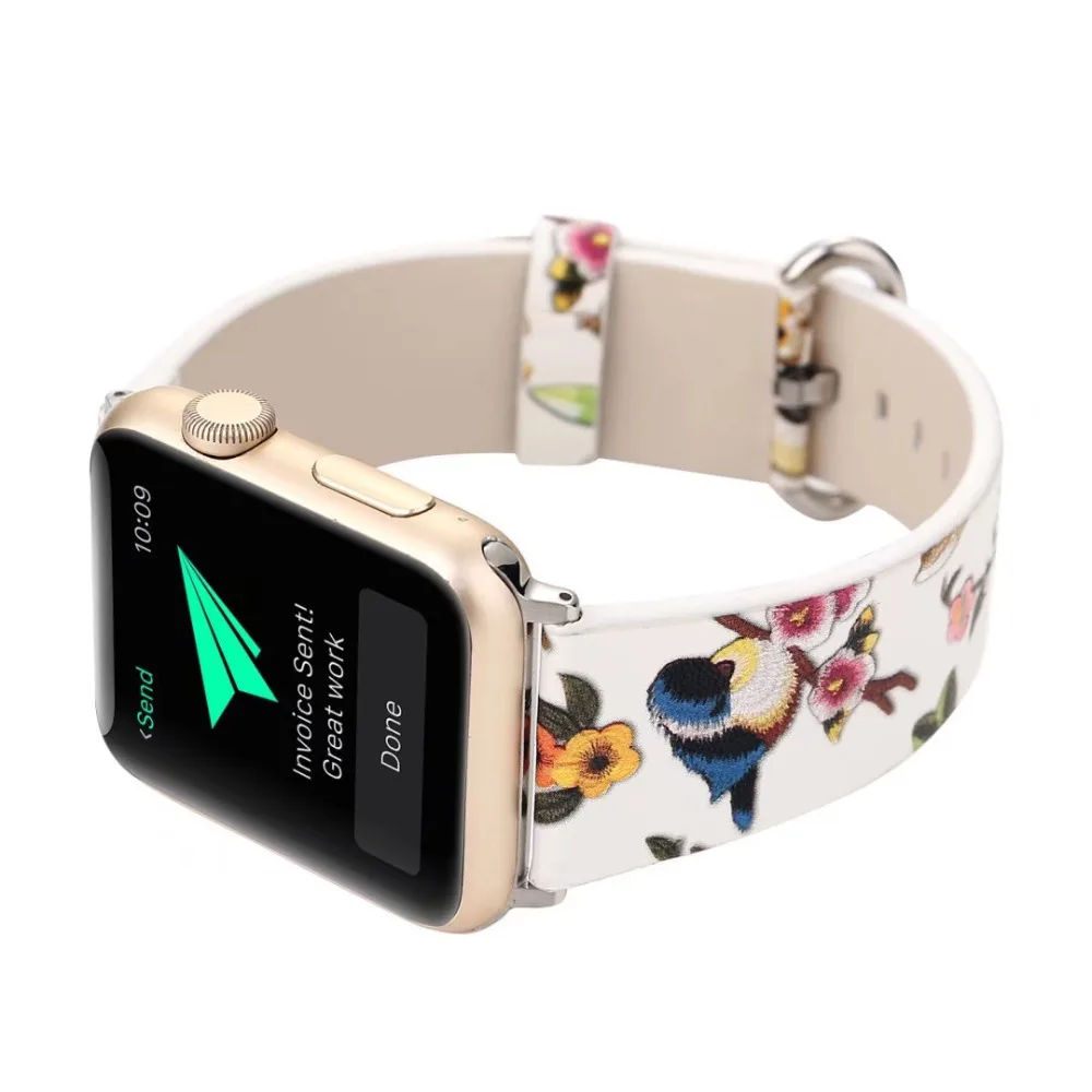 2018 группа цветы ремешок для apple watch 42 мм/38 мм из натуральной кожи запястье браслет