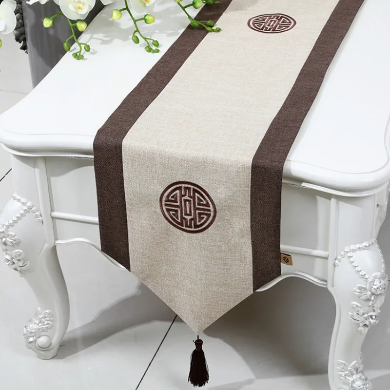 

New Chinese Modern Minimalist Style Classical Table Runner Retro Embroidery TV Cabinet Coffee Table Runner Chemin De Table