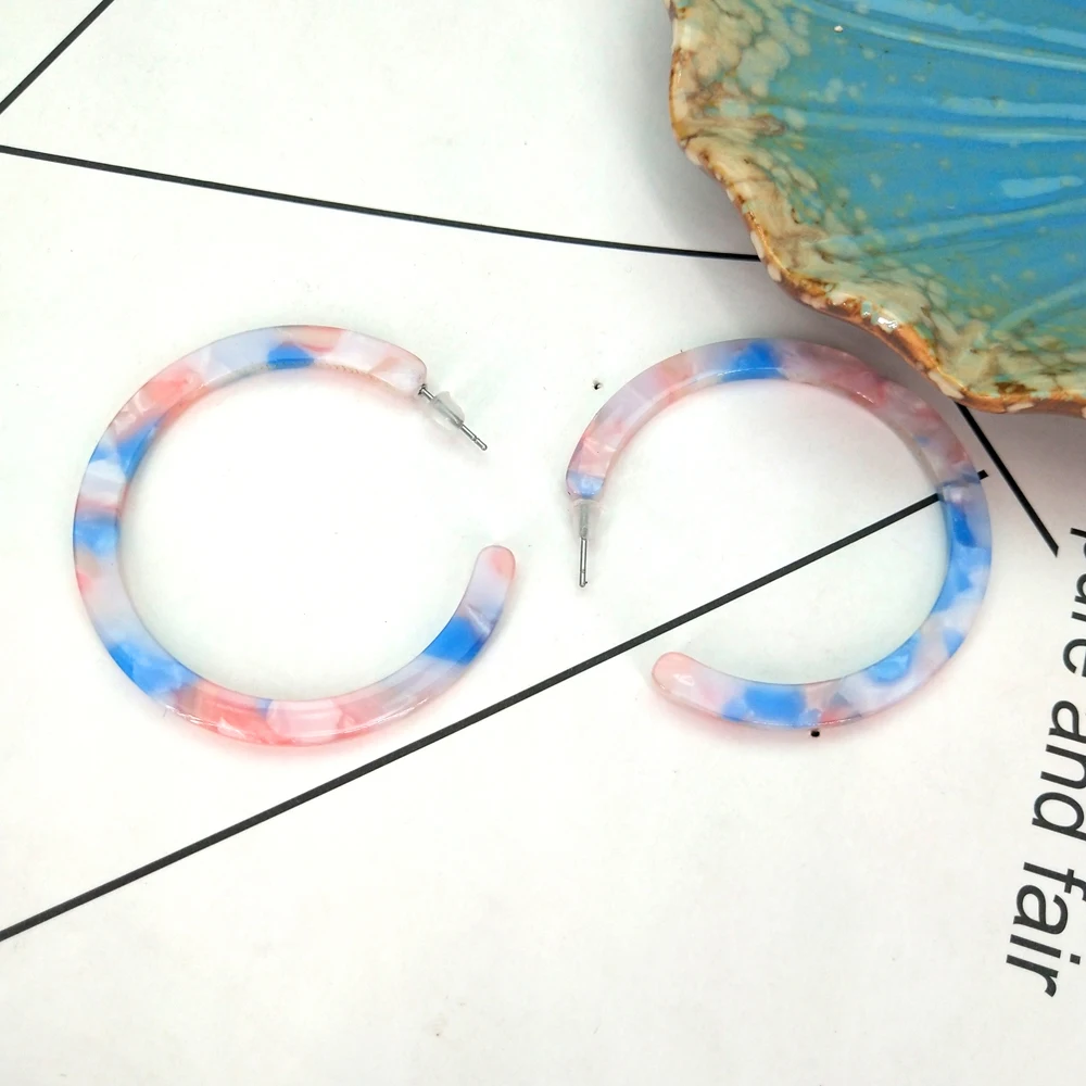 Qusfy 2018 Fashion Geometric Leopard Grain Tortoise Shell Big Acrylic Earrings C-shape 5cm Acetate Drop Earring ec | Украшения и