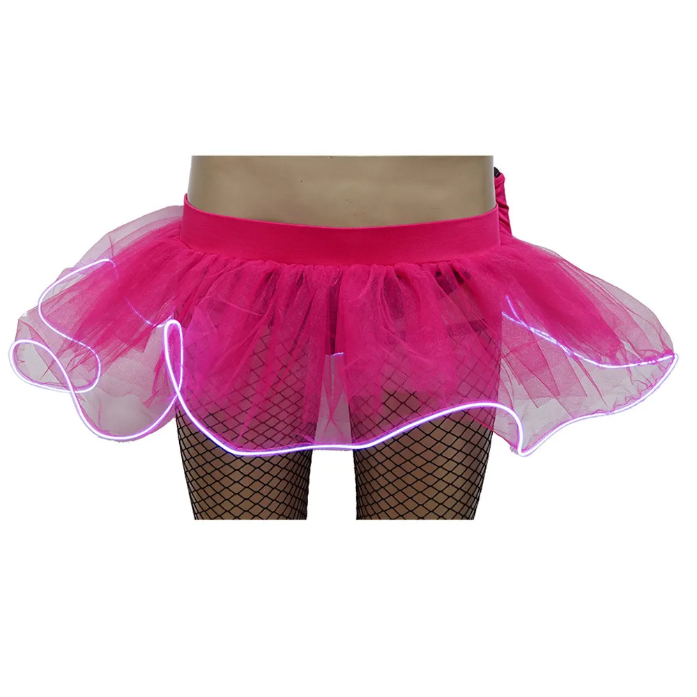 Hot Pink Пышная юбка Женская мода вечерние светодиодный мини-юбка-пузырь без батареи легкий сетчатый материал юбка Puszysta spódnica - Цвет: Hot Pink