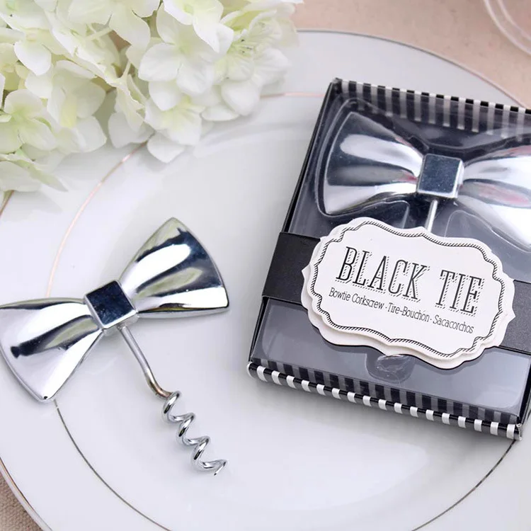 

100 PCS Silver bowknot shaped wine bottle opener wedding party favor guest gift Banquet present