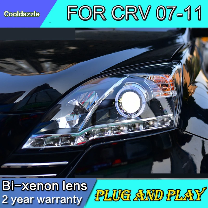 Для Honda CRV CR-V светодиодный фары год HID комплект светодиодный фары Дневные ходовые огни биксеноновый проектор