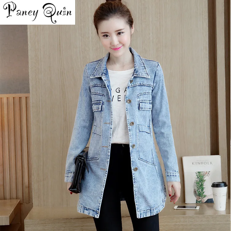 

new Women Demin Jacket coat Plus Size M-4XL Sping Autumn Jeans Coat Vintage Women Lapel Long Sleeve Single Breasted Jacket