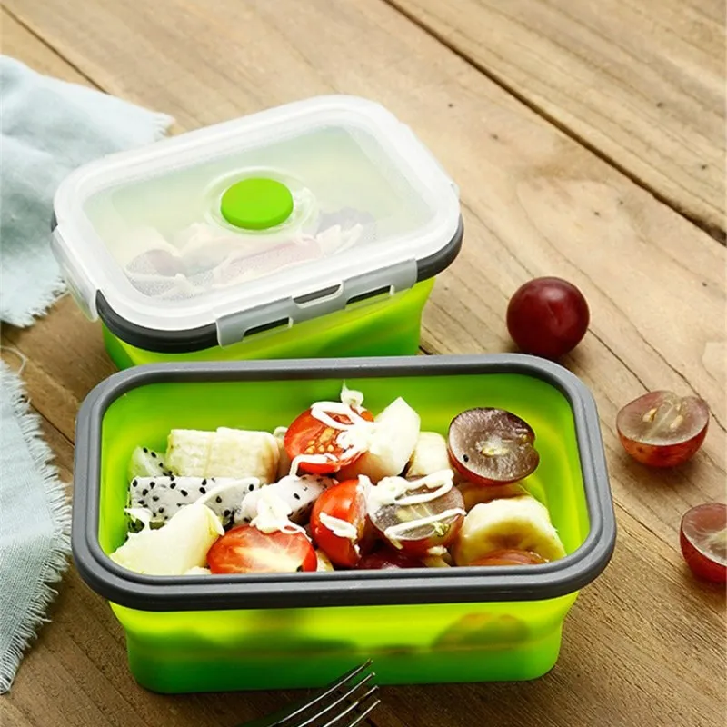 4 размера складной портативный силиконовый Ланч бокс с микроwavable Bento Контейнер