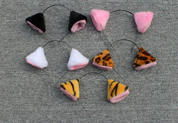 Детский плюшевый ободок для косплея взрослых черный розовый белый кошка