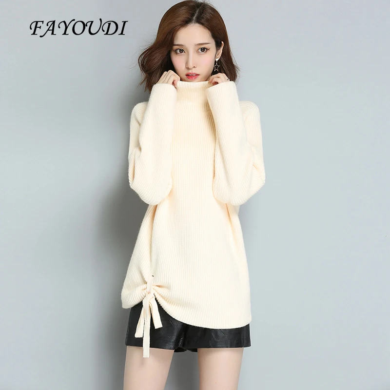 2017 осенние и зимние новые женские с высоким воротником свитер короткими рукавами