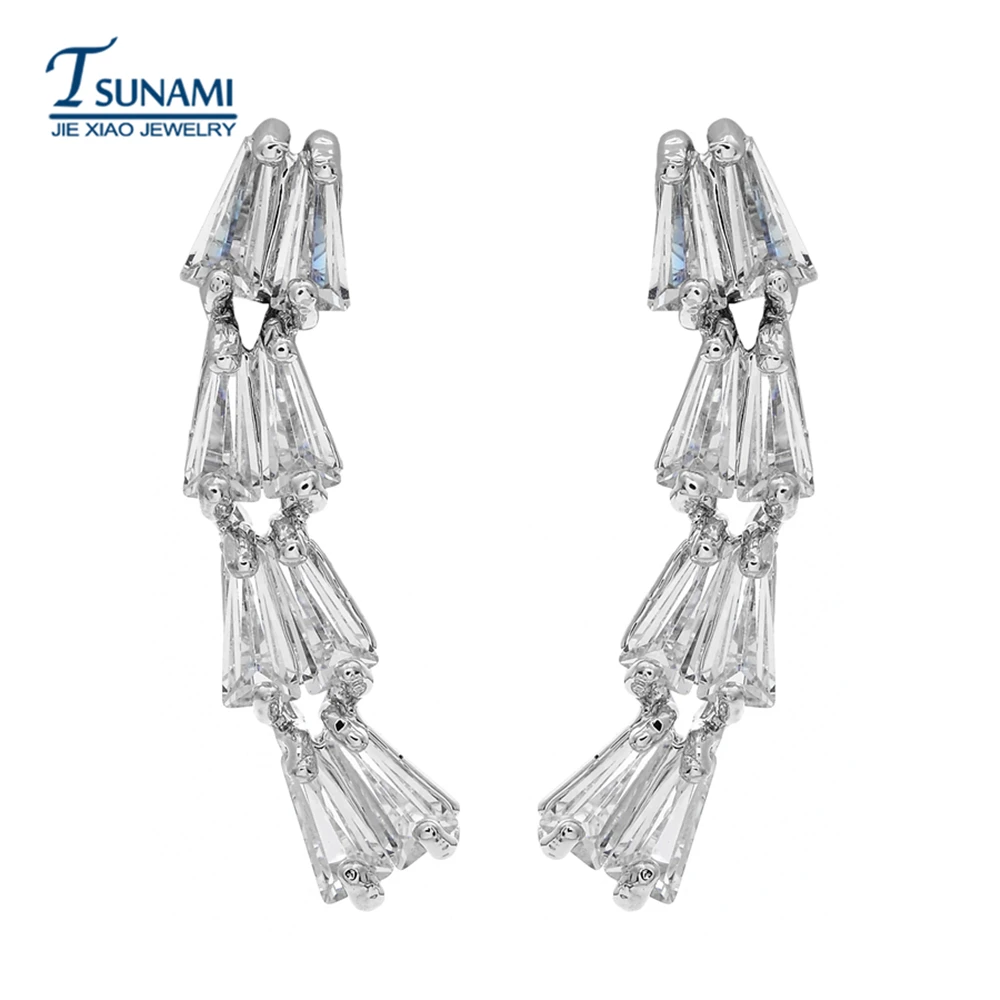 Элегантные модные левая и правая сторона AAA циркон серьги ювелирные для женщин