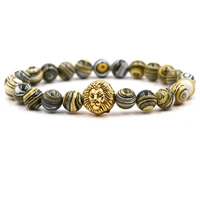 natural stone bead lion head bracelets for women men jewelry gift healing balance colorful beads charm bracelet bileklik female