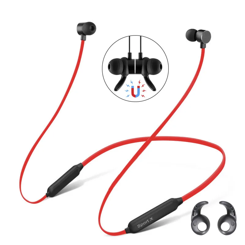 Red Earphone Наушники беспроводные Bluetooth наушники Магнитная гарнитура с микрофоном водонепроницаемые спортивные наушники для телефона Xiaomi Meizu Gaming - Цвет: Red Earphone