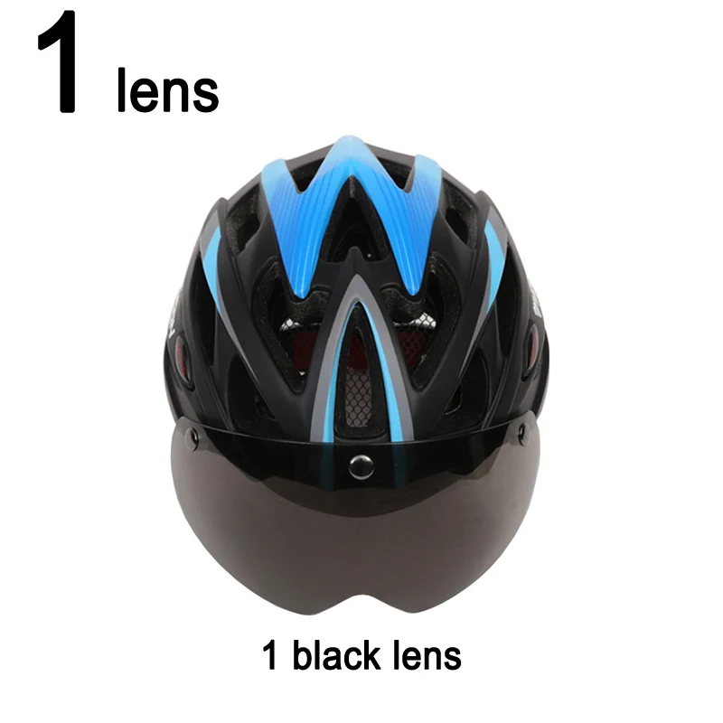 Blue Black 1 Lens MOON 275g Магнитные очки Сверхлегкий велосипедный шлем с объективом в форме велосипеда шлем 25 вентиляционных отверстий Casco Ciclismo - Цвет: Blue Black 1 Lens