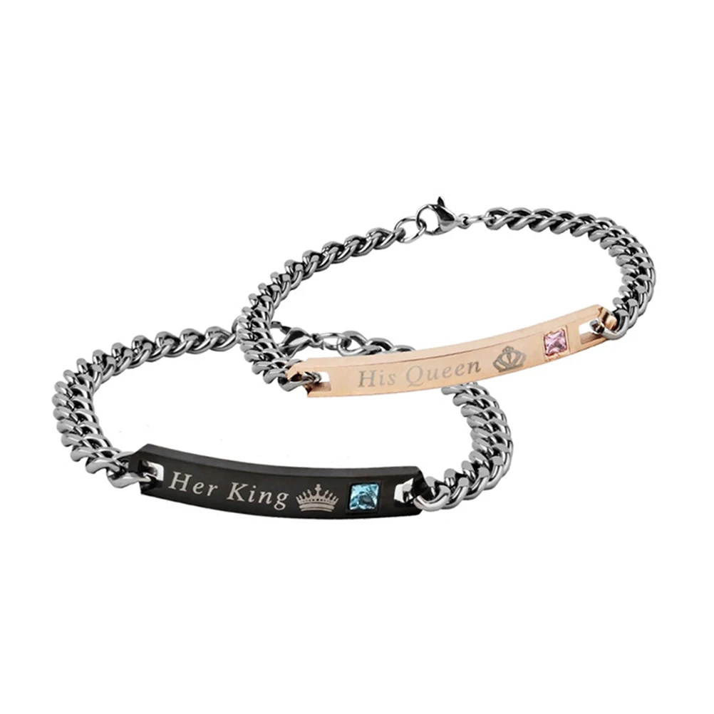 PIXNOR его королева ее король браслет из нержавеющей стали Регулируемый Запястье
