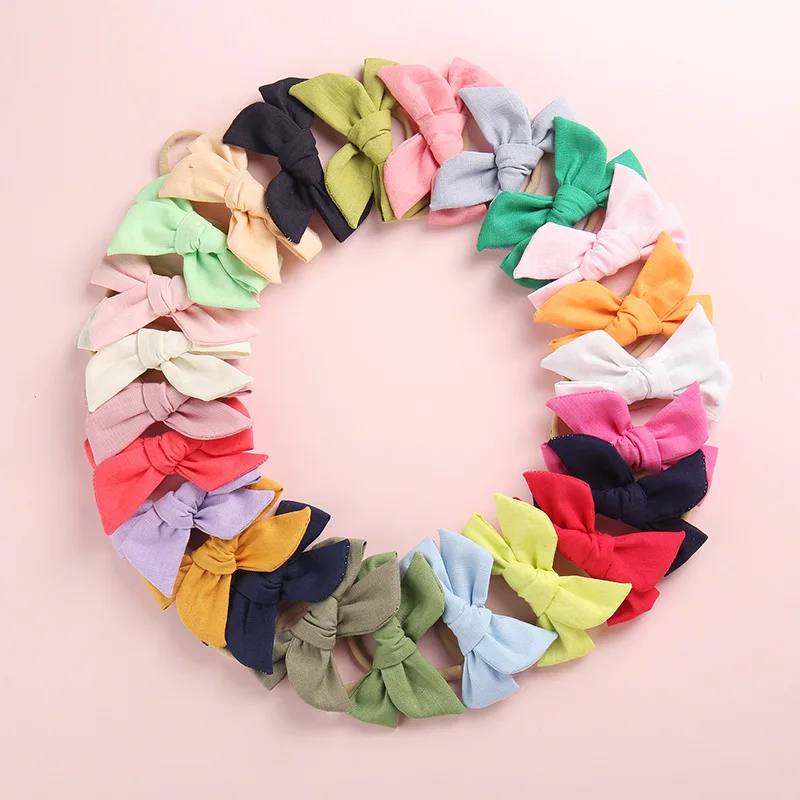 Big Bow Baby Headband 1PC Cotton linen bowknot headband Kids Head Accessories Solid Hairband Blue Pink Red White | Мать и ребенок