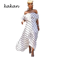 kakan bohemian chiffon long dress summer new dot digital print tube top dress irregular womens dress