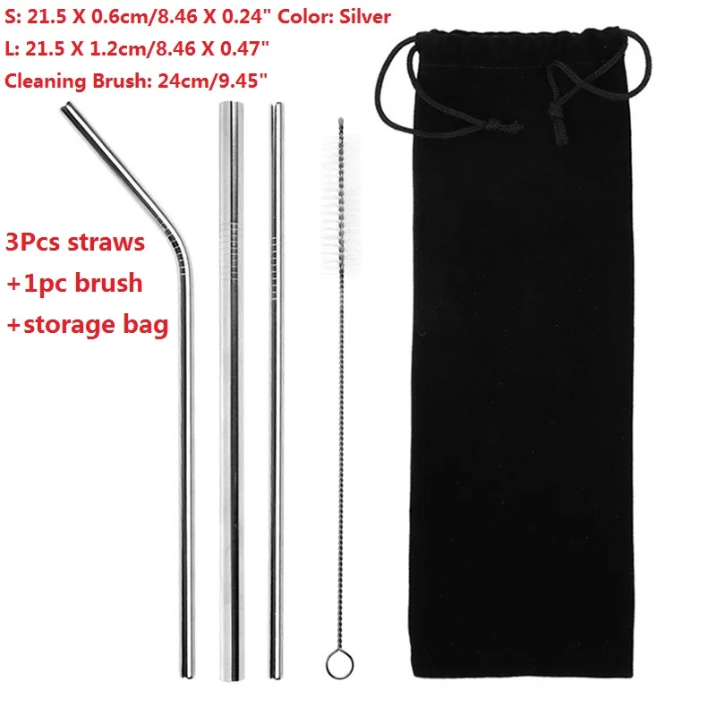a 3 tubes 1Brush1bag Питьевой соломинки многократного использования из нержавеющей стали питьевой соломинки с чистящей щеткой трубки соломинки Свадебная вечеринка питьевой аксессуары - Цвет: a 3 tubes 1Brush1bag