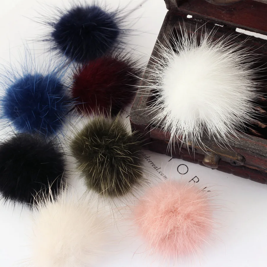Ritoule Handmade earrings made ornaments Hair Barrette material 50mm mink fur ball DIY hairpin headdress flower accessories