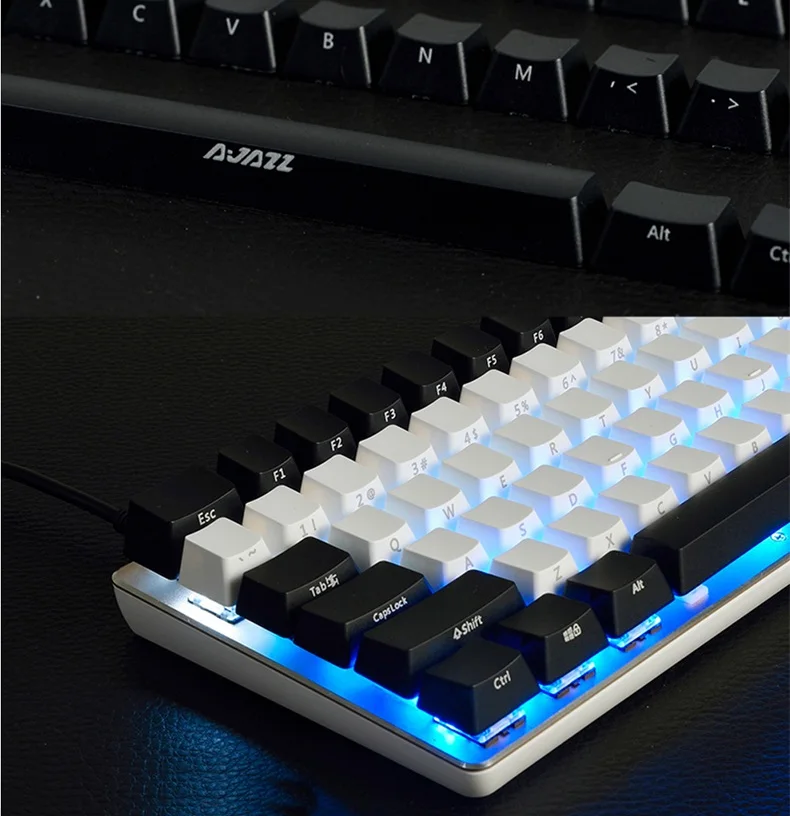 Ajazz AK33 боковые резные колпачки для ключей 82 клавишная панель из сплава USB Проводная Подсветка Mechanica клавиатура синяя/черная ось со съемным кабелем