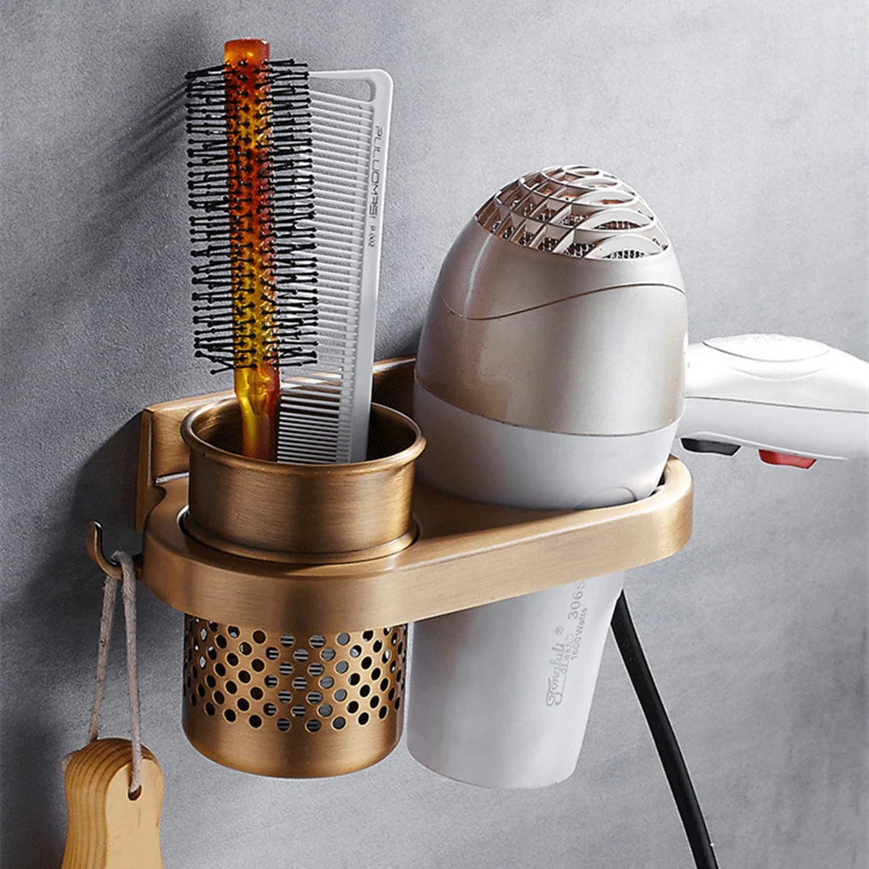 Многофункциональная настенная алюминиевая полка для сушки волос и ванной