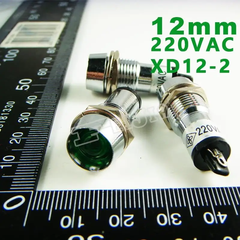 12 мм 220VAC Зеленый сигнал led Lndicator огни Пилот лампа F12 XD12 2 220V 10 шт./лот Бесплатная