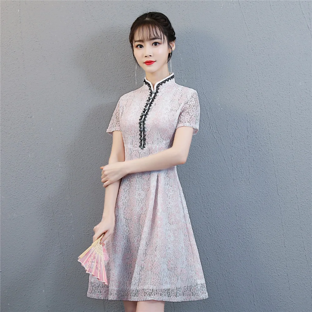 Шанхай история короткие Cheongsam китайское восточное платье женские Qipao национальный тренд стильные китайские платья кружевное китайское платье
