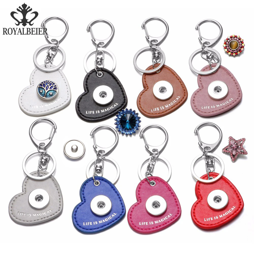 Royalbeier DIY Heart Shape KeyChain Women Cute Key Chains Hanging Pendant Jewelry Chaveiro Trinket Fashion Snaps Rings|fashion key ring|key ringsnap