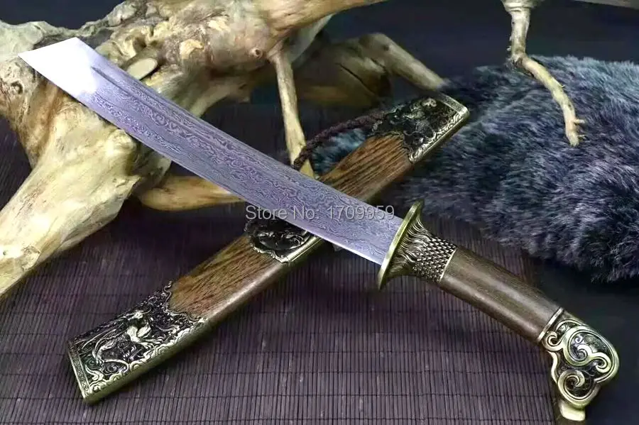 Qing Dynasty телохранитель Дракон и тигр боевой нож острый Дамаск сложенная сталь