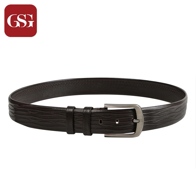 

GSG Cowhide Leather Men Belts Alloy Pin Buckle Genuine Leather Belt for Men Male Brown Black Brand Belt Men Embossing Punk Belts