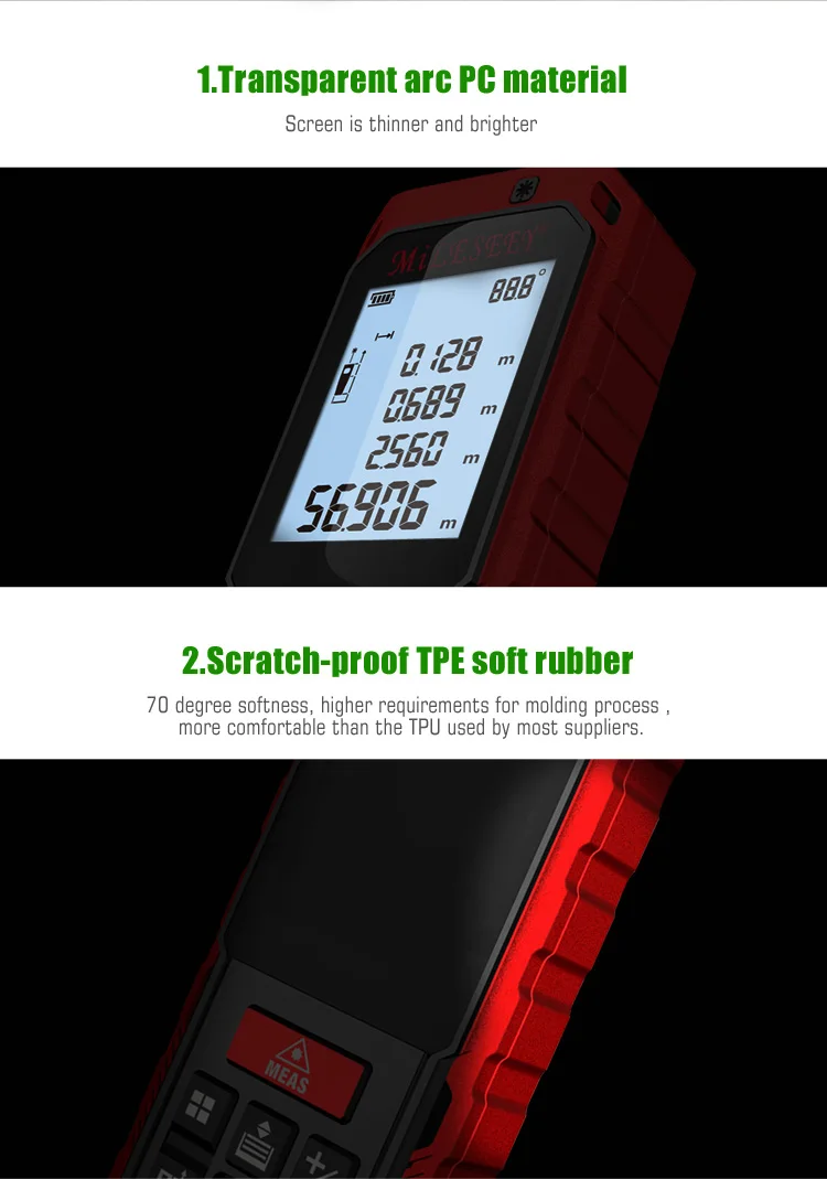 Mileseey S2/S8G Green Laser Rangefinder Digital Laser Distance Meter Laser Tape Measure Diastimeter Tool
