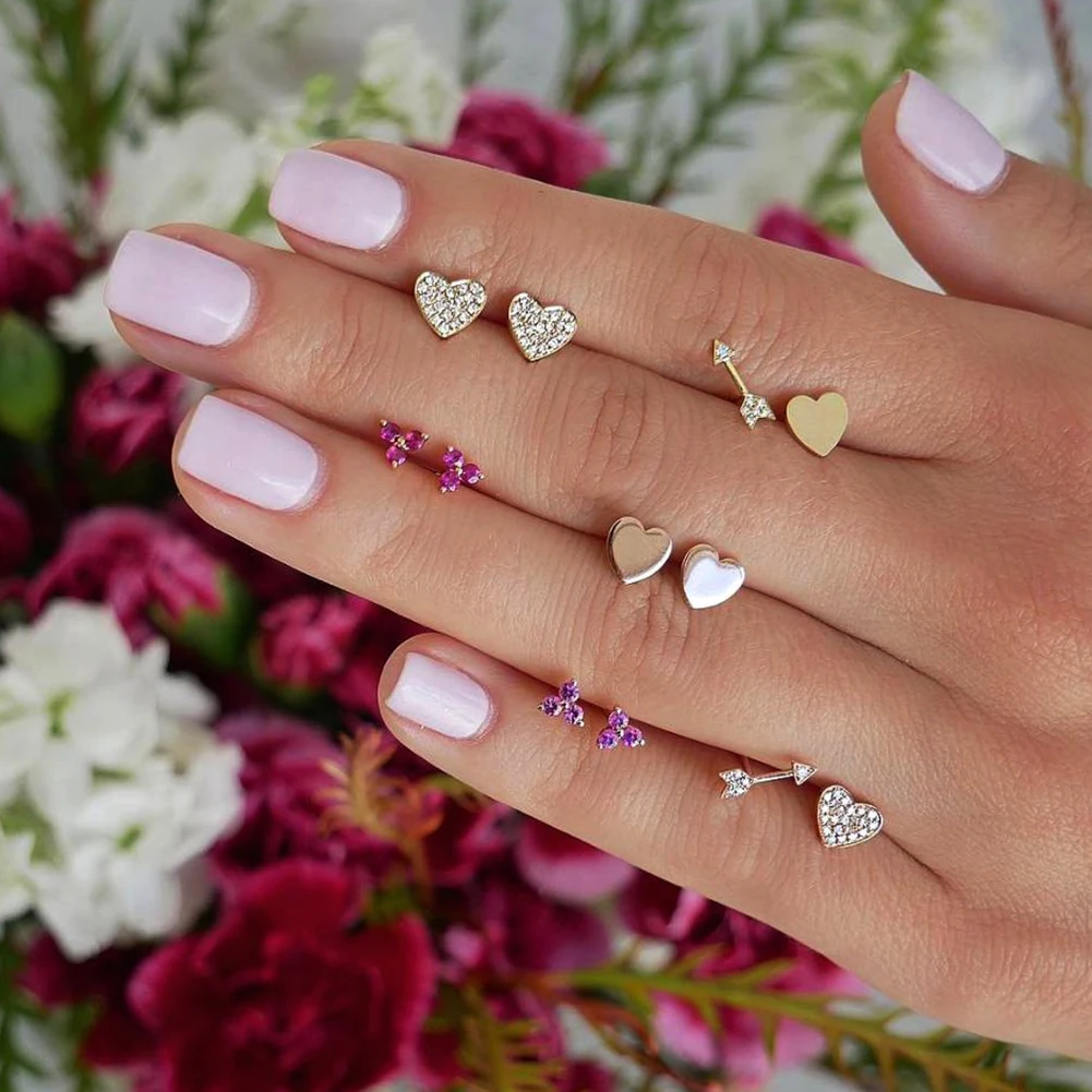 Оптовая продажа 6 пар Модные Разноцветные серьги гвоздики в форме стрелы со