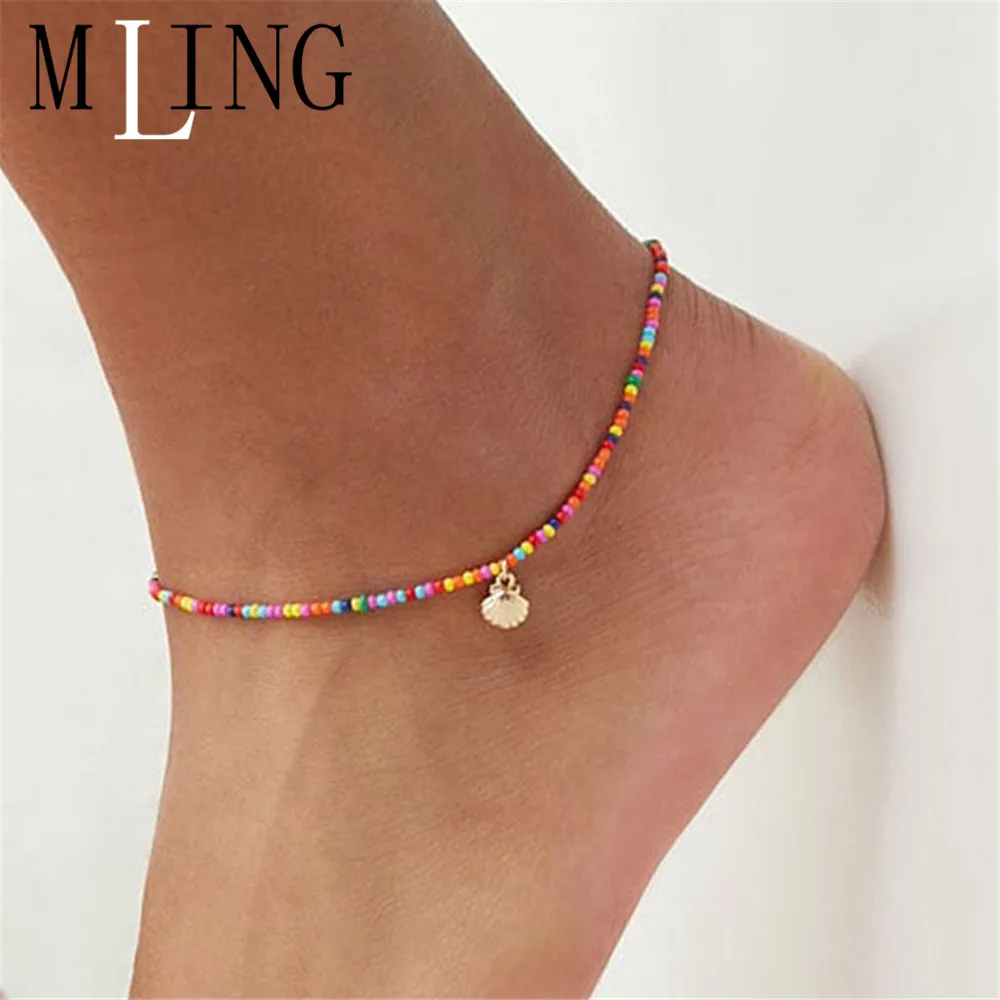 Ножной браслет MLING для женщин летняя коллекция 2019 года украшенная разноцветными