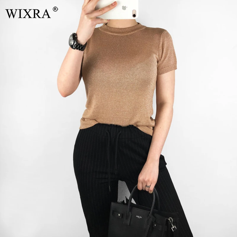 Женский свитер с коротким рукавом Wixra мягкий облегающий эластичный однотонный