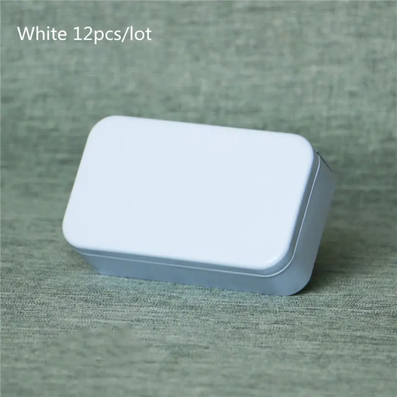 White Прямоугольная маленькая жестяная банка для чая Мини металлическая коробка 6 карамельные цвета набор контейнеров для хранения с крышкой монеты ключи банки для хранения 12 шт./партия - Цвет: White