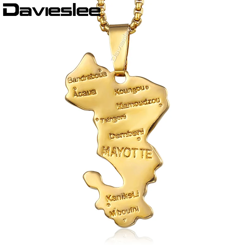 Мужские и женские подвески Davieslee с изображением карты майота золотые для мужчин
