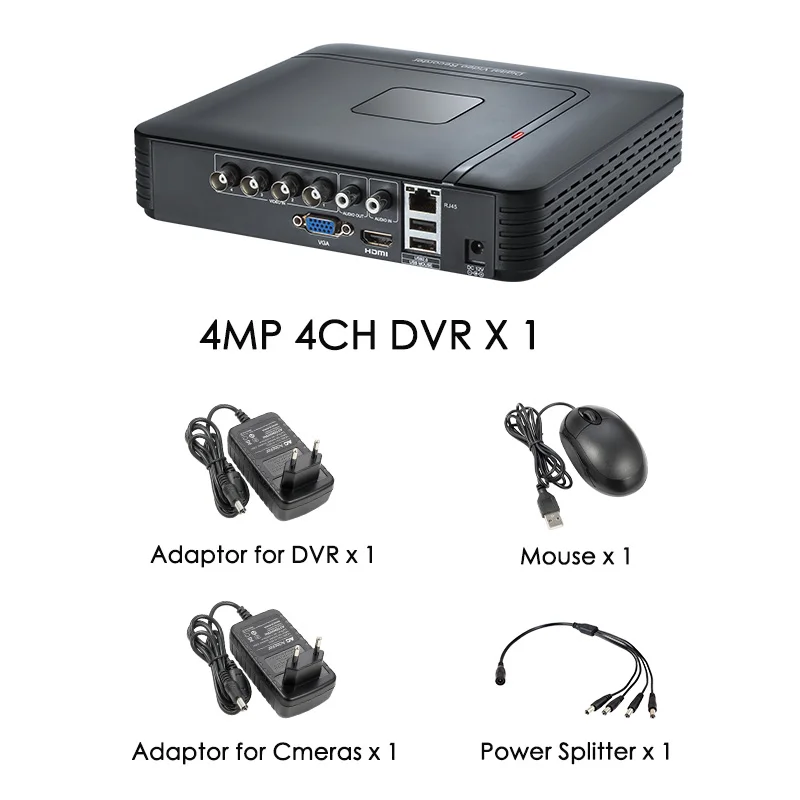 Черный Золотой безопасности 4MP 4CH приложение ПК дистанционного мониторинга DVR для AHD Открытый водонепроницаемый Авто обнаружения движения сигнализации безопасности камеры - Цвет: Черный