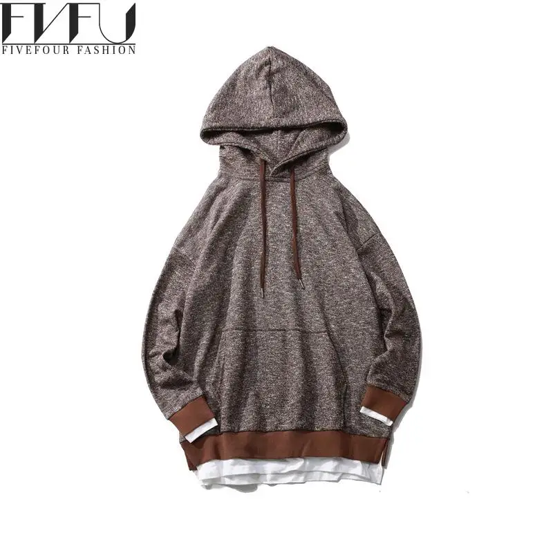 Мода 2017 Капюшоном Толстовка Мужчины Поддельные Две Пьесы Толстовки Мужчин с