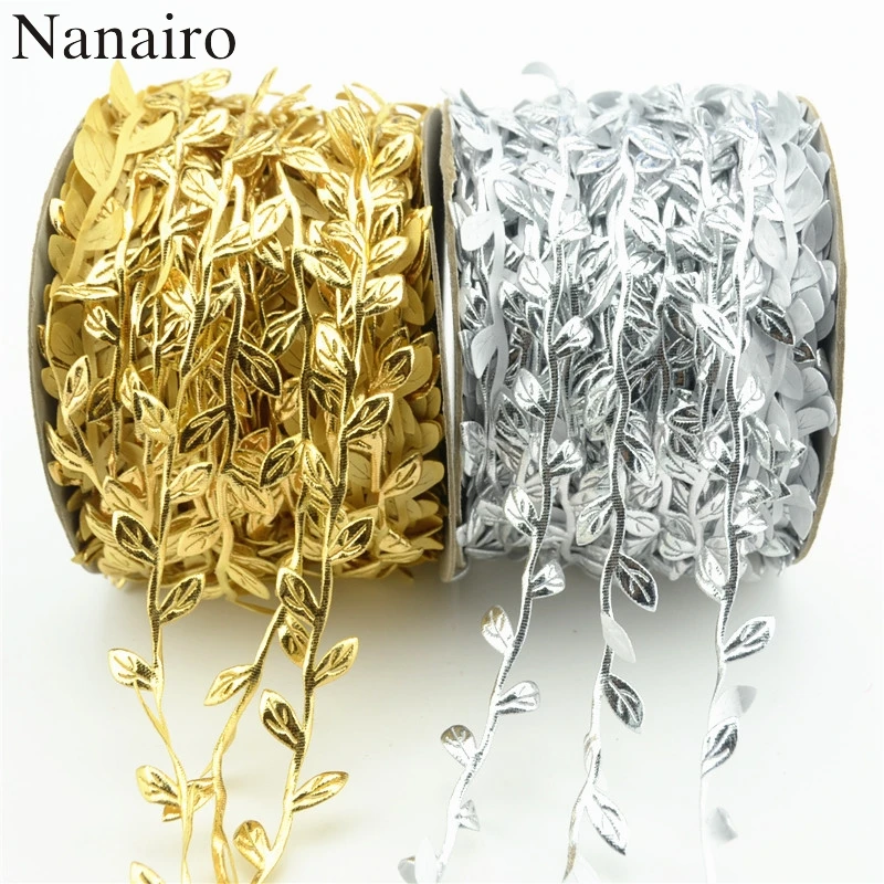 

2016 5 Meter Silk Nature Gold Artificial Leaf Leaves Vine For Wedding Box Decoration Foliage Handmade Scrapbooking Craft Wreath